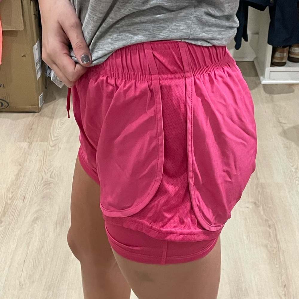 Hot pink running shorts- size medium- LEG3ND Brand- built in spandex shorts